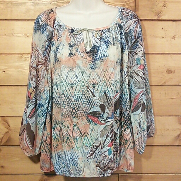 Chico's Tops - Chico's | Floral Print Peasant Top Size Large/12